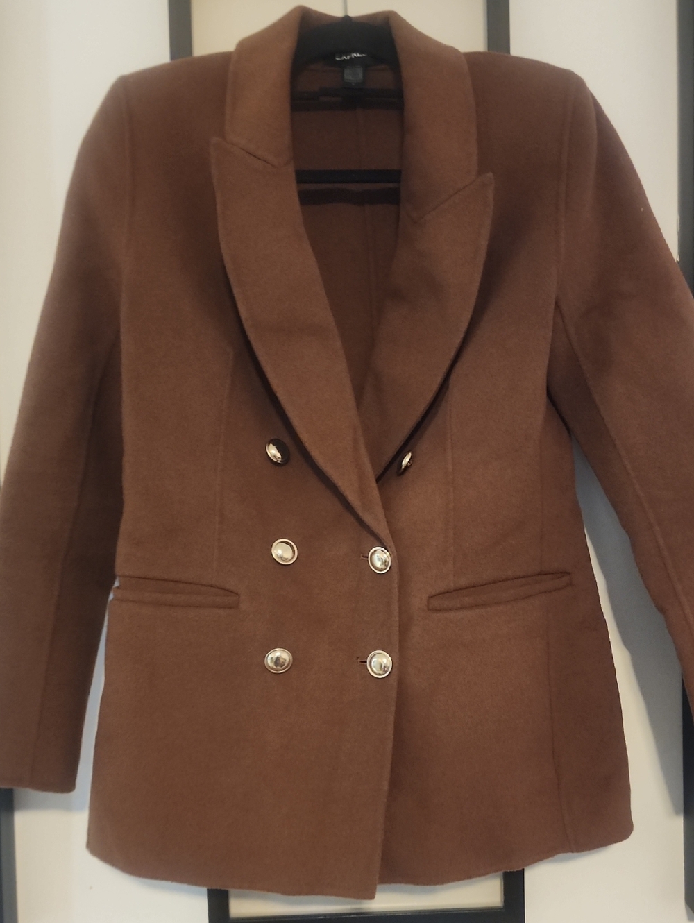 Express Double-Breasted Brown Wool Blazer Jacket